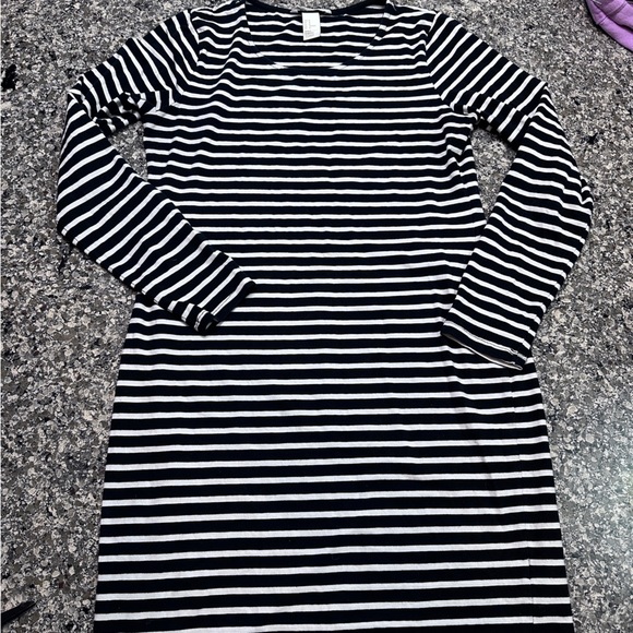 H&M white and black striped dress Classic Timeless Medium - Picture 1 of 7